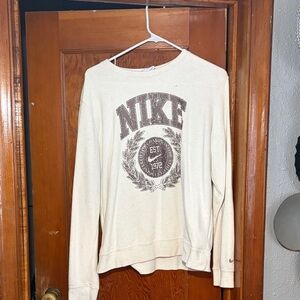 Nike Off-White Sweatshirt with Brown Logo